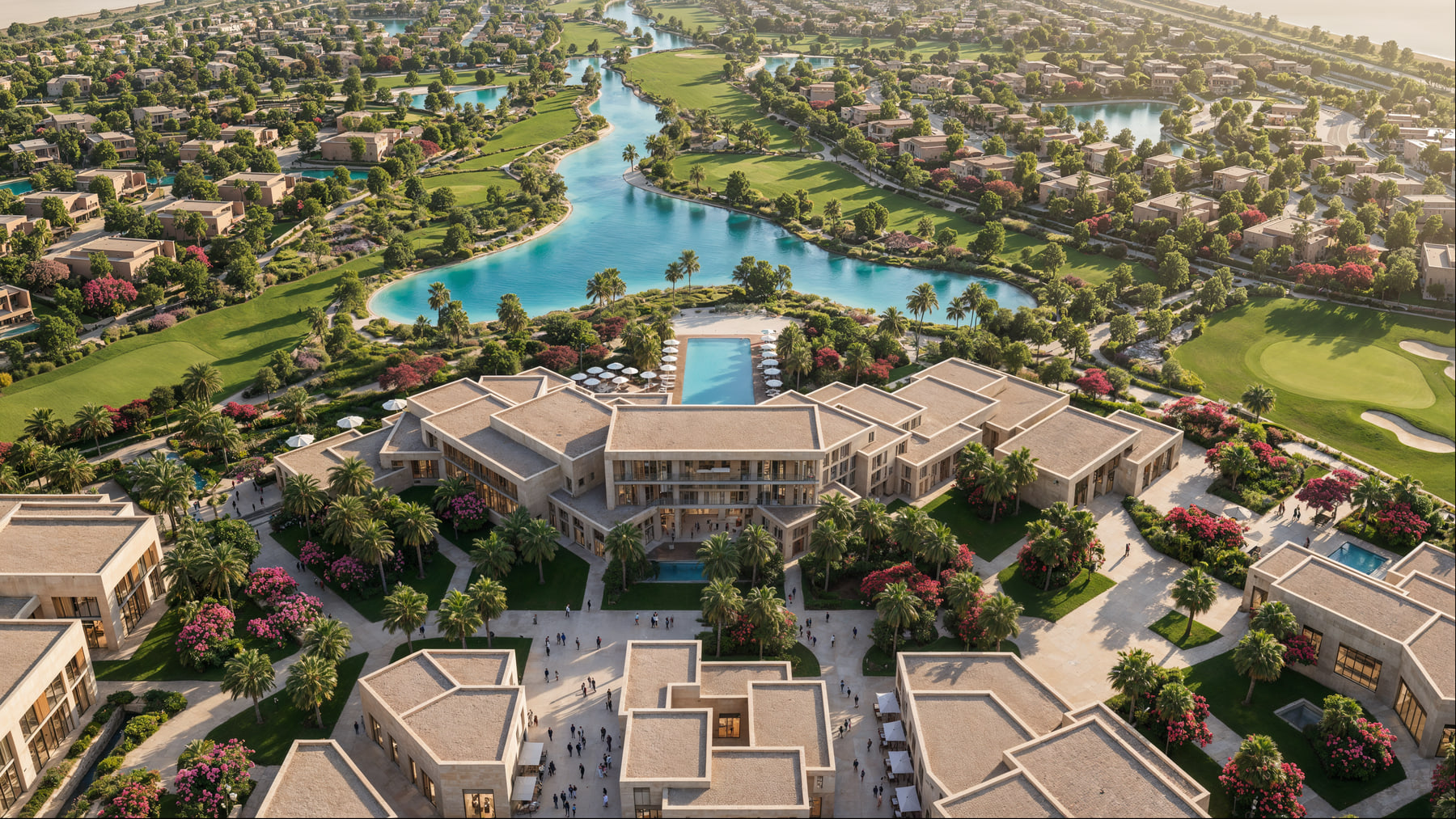 Championship golf course and clubhouse at Abu Dhabi Mira Hills