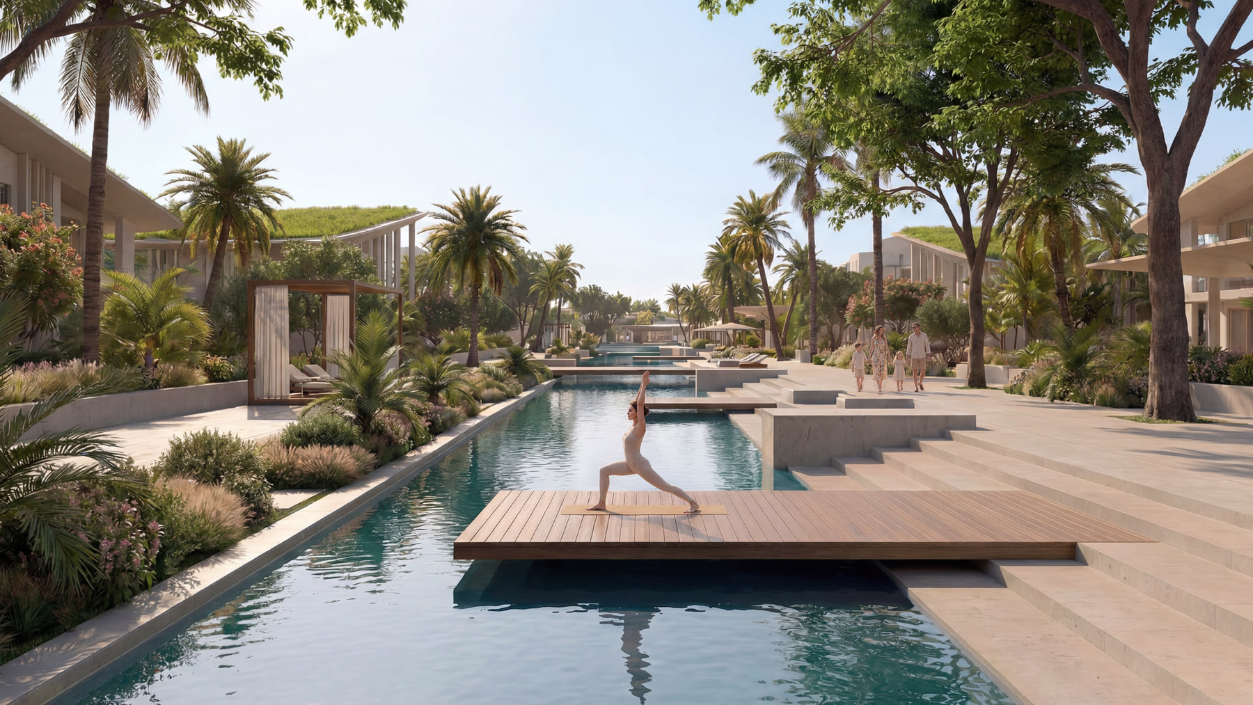 The wellness pool and yoga deck at Abu Dhabi Mira Hills