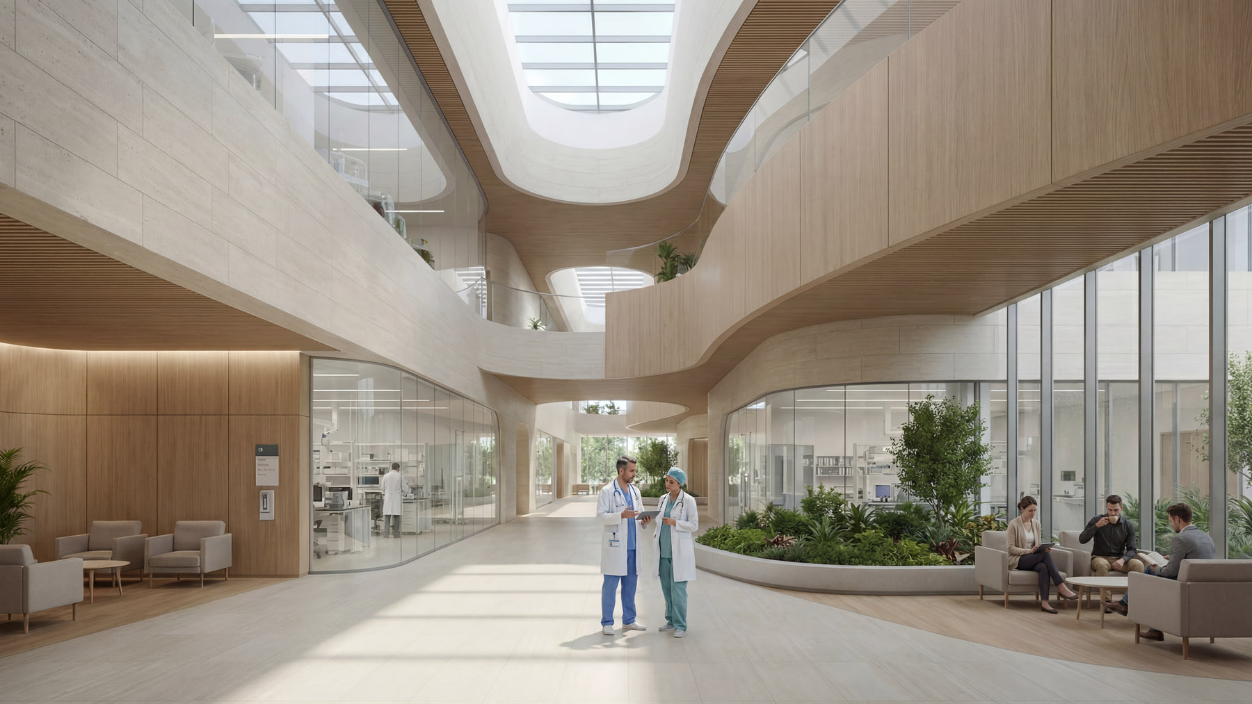 Atrium of the medical centre at Abu Dhabi Mira Hills